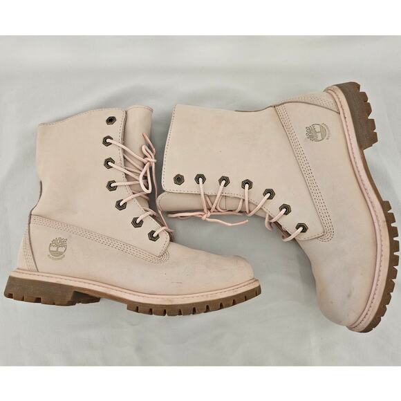Timberland Women's Light Pink Jayne Waterproof Fold Down Boot sz 7M Fleece Basic - Picture 8 of 9